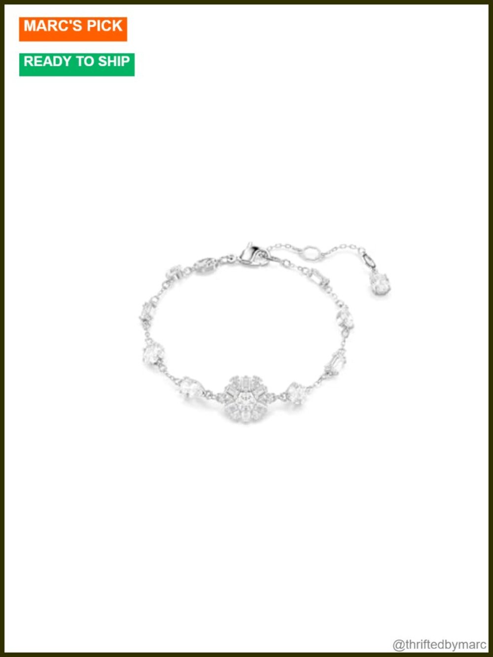 Swarovski Zirconia Snowflake Bangle Bracelet Rhodium
